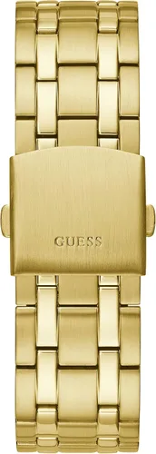 Vista 3 de GUESS Reloj deportivo multifunción de 173 pulgadas para hombre caja de acero inoxidable en tono dorado con esfera negra Skelton y pulsera Tono