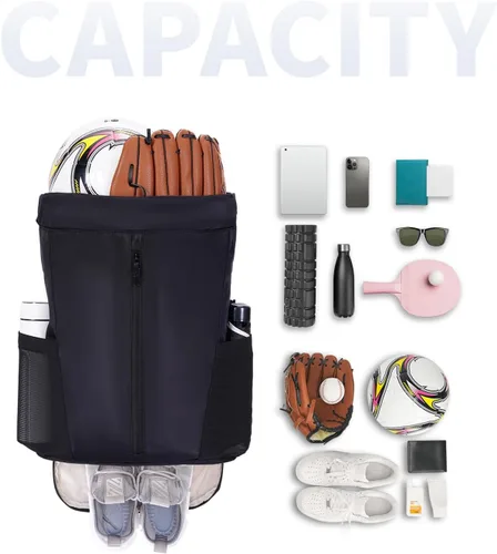 Vista 4 de sportsnew Mochila deportiva con cordón y compartimento para zapatos, mochila de cuerda para mujeres y hombres, bolsa con cordón resistente al agua