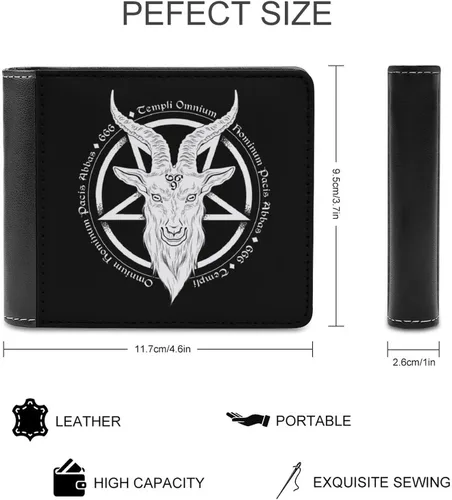 Vista 2 de Baphomet Demon Goat Head - Billetera de cuero para hombre con 6 bolsillos para tarjetas de crédito