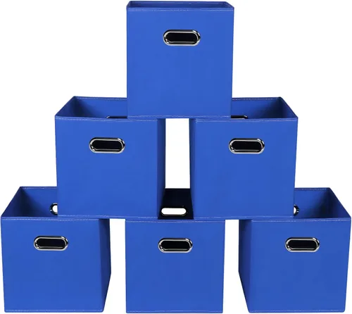 Vista 9 de Yunkeeeper - Contenedores de almacenamiento, cubos organizadores de tela con asa, cubos plegables para almacenamiento de tela o accesorios, 11 x 11