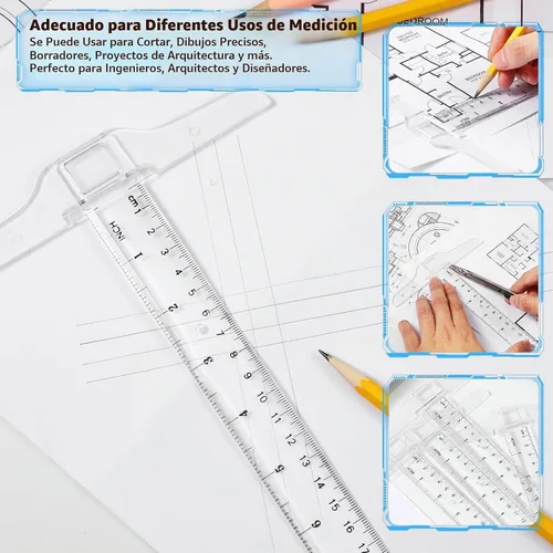 Vista 6 de Pangda 30 cm / 12 pulgadas Regla T Junior Plástica Transparente para Dibujo y Trabajo de Diseño General (1)