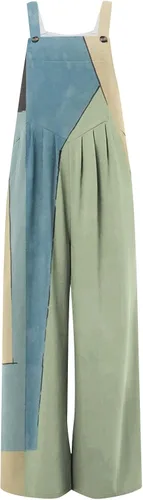 Vista 5 de ZEFOTIM Enterizos para mujer, estilo casual, de verano, con estampado de pierna ancha, ajuste holgado, a la moda, plisados, overoles