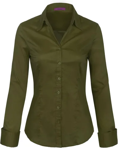 Vista 15 de KOGMO Camisas de manga larga con botones para mujer, blusa de trabajo de oficina (S-3X)