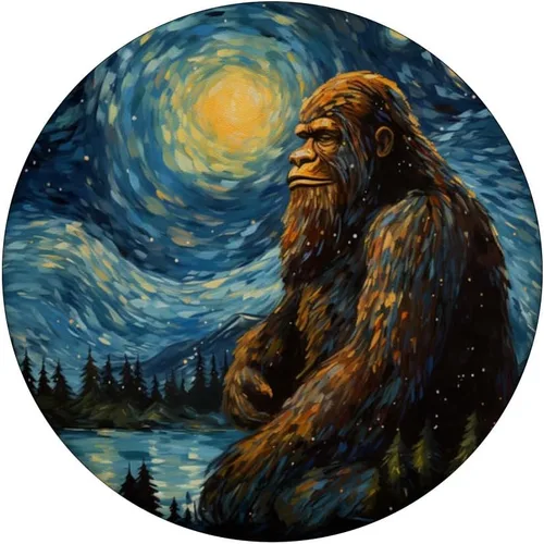 Vista 3 de PopGrip PopSockets estándar de Van Gogh de Bigfoot Sasquatch Starry Night