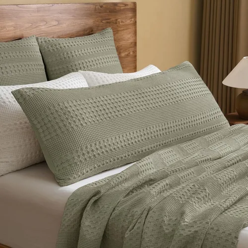 Vista 41 de PHF Fundas de almohada 100% algodón con tejido de gofre de 24 x 24 pulgadas, paquete de 2 fundas cuadradas para decoración elegante del hogar, sin