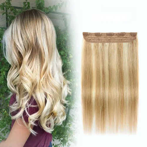Vista 15 de Winsky - Extensiones de cabello humano real Remy - Una pieza azul balayage, extensiones de cabello con clip, 70 gramos para mujer