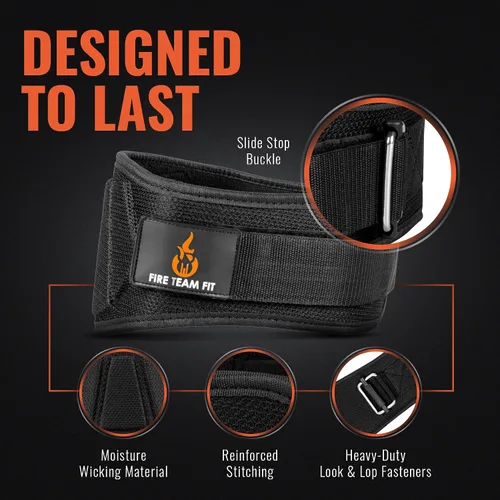 Vista 5 de Cinturón para levantamiento de pesas Fire Team Fit, para hombres y mujeres, de 6 pulgadas, soporte de espalda para fisicoculturismo y fitness, ideal