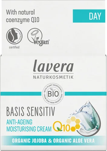Vista 5 de lavera Basis Sensitive Crema hidratante antiarrugas – Crema facial con Q10 y aloe vera – Crema facial hidratante – Crema antienvejecimiento