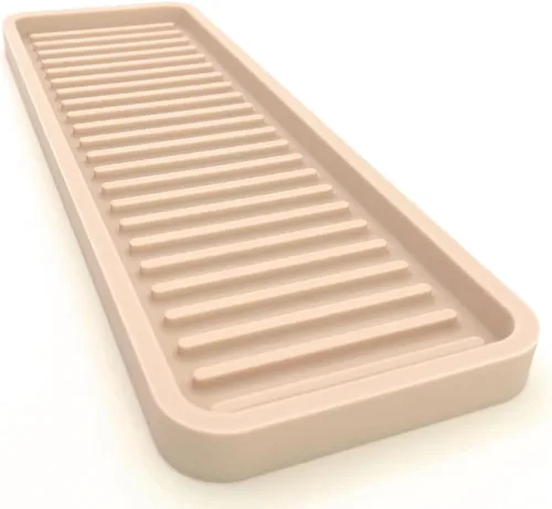 Vista 31 de Bandeja organizadora para fregadero de cocina de silicona, soporte de esponja y protector de encimera Plato y bandeja dispensadora de jabón