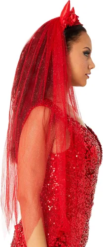 Vista 2 de Rubie's Accesorio de disfraz de velo villano para mujer, rojo, talla única de EE. UU, Rojo