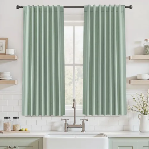 Vista 62 de UHITECH Cortinas opacas de 35 pulgadas de largo para sala de estar, 2 paneles, cortina opaca corta para cocina para ventanas pequeñas, cortinas