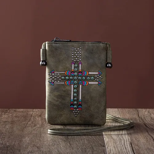 Vista 2 de Montana West Bolso cruzado para teléfono celular para mujer, bolso de hombro occidental con correa