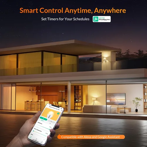 Vista 9 de LEPOWER-TEC Bombillas inteligentes, bombilla inteligente compatible solo con Alexa/Google Assistant, bombillas LED regulables BT/2.4G WiFi, 900LM