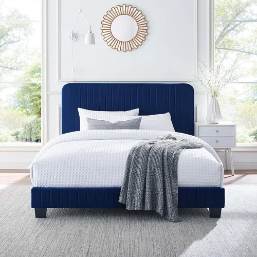 Vista 17 de Modway Celine - Cama con plataforma de terciopelo copetudo y alto rendimiento con canal en color rosa polv