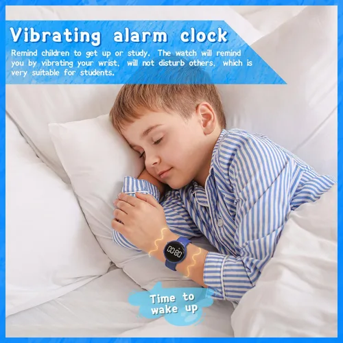 Vista 3 de Reloj digital de seguimiento de fitness para niños, deportes al aire libre, reloj de pulsera para niños y niñas, impermeable, con reloj despertador