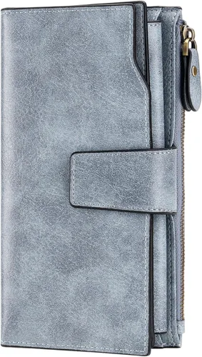 Vista 10 de SENDEFN - Carteras de cuero para mujer, con bloqueo de identificación por radio frecuencia (RFID), tarjetero con monedero, cartera de mano