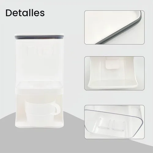 Vista 4 de Dispensador de detergente para lavandería, dispensador de detergente para ropa de pared con soporte para tazas de espiga, adecuado para cuentas