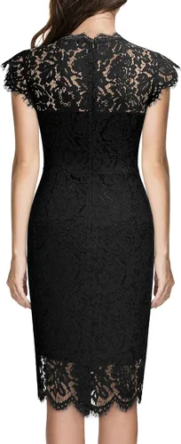 Vista 2 de Miusol - Vestido para mujer retro de encaje floral, ajustado, vestido de noche, para cóctel, minivestido