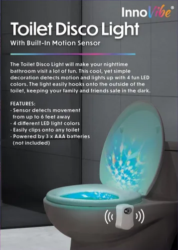 Vista 6 de Luz de discoteca para inodoro, luz de baño con sensor de movimiento, luces LED de baño, accesorios de baño divertidos, luces de inodoro dentro