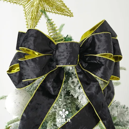 Vista 7 de MEEDEE Black and Gold Velvet Ribbon 2.5 inch with 10 Yards Spool Two Tone Velvet Wired Ribbon for Gift Wrapping, Halloween Wreaths, Christmas Tree