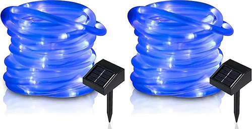 Vista 12 de Tira de luces solares de lichi para exteriores, 16.5 pies, 50 LED, impermeable, con cuerda de luces para exteriores, ideal para decoración