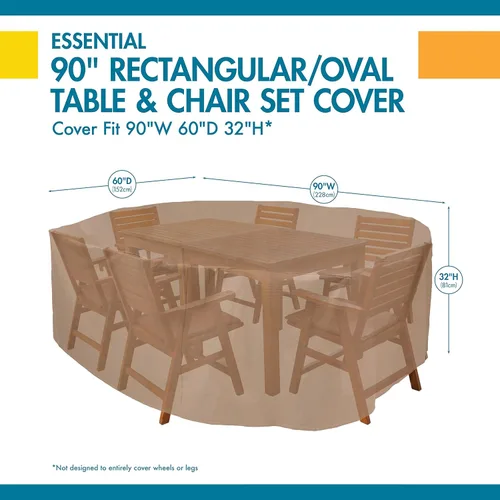 Vista 4 de DUCKCOVERS® Essential - Juego de mesa y silla rectangular u ovalada de 90 pulgadas, resistente al agua, funda para mesa y silla al aire libre