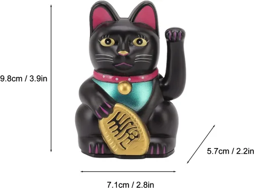 Vista 4 de Gato de la fortuna de la suerte Maneki Neko de 4 pulgadas, decoración de gato de la suerte que agita a mano para el hogar, adorno de escritorio