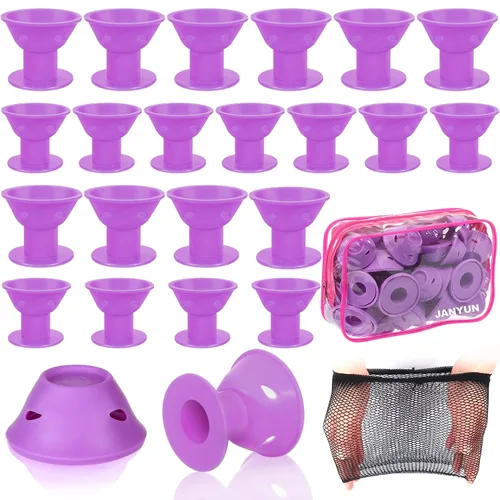 Vista 12 de JANYUN 40 rodillos de pelo mágicos rosados incluyen 20 rizadores de silicona grandes y 20 rizadores de silicona pequeños Overnight Include 20pcs