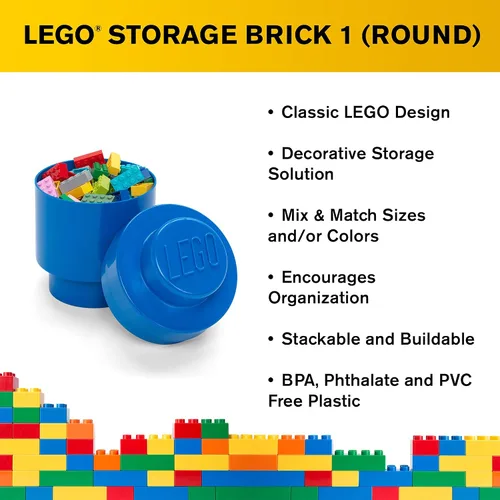 Vista 4 de Room Copenhagen, LEGO Round Brick 1 - Solución de almacenamiento apilable - Azul brillante