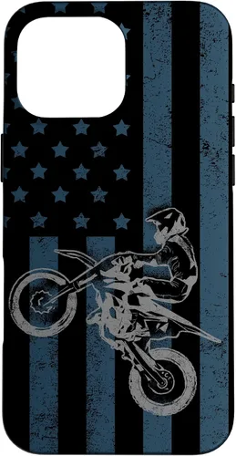 Vista 19 de Dirt Bike US Flag Vintage Motocross Racing Case for iPhone 17