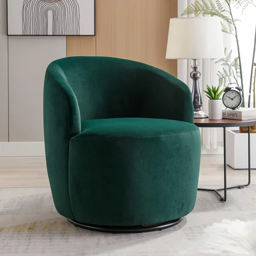 Vista 29 de Silla giratoria decorativa, moderna silla tapizada de barril con respaldo ergonómico y cojín cómodo, sillón individual de ocio para sala de estar