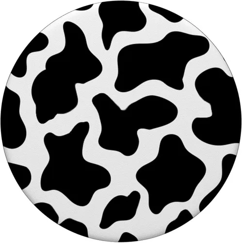 Vista 3 de PopSockets - Agarre y soporte para teléfonos y tabletas, diseño de vaca, color blanco y negro
