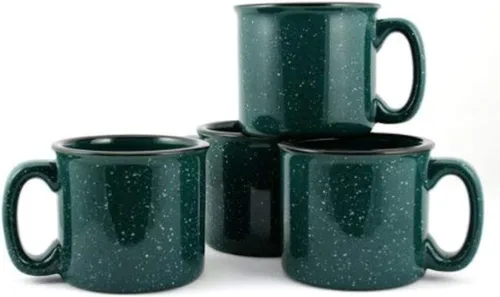 Vista 2 de Taza de cerámica para fogata, 15 onzas, juego de 4 (aguamarina)