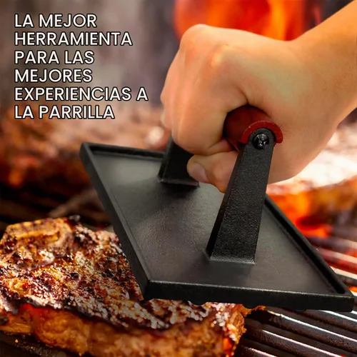Vista 4 de Prensa de tocino de hierro fundido de 7 pulgadas, redonda y rectangular, prensa de hierro fundido de 8 x 4 pulgadas, prensa de carne para tocino