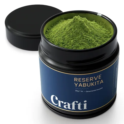 Vista 11 de Crafti Polvo de matcha de grado ceremonial (orgánico) – Polvo de té verde matcha japonés auténtico sin azúcar de Uji, Kyoto para lattes de grado