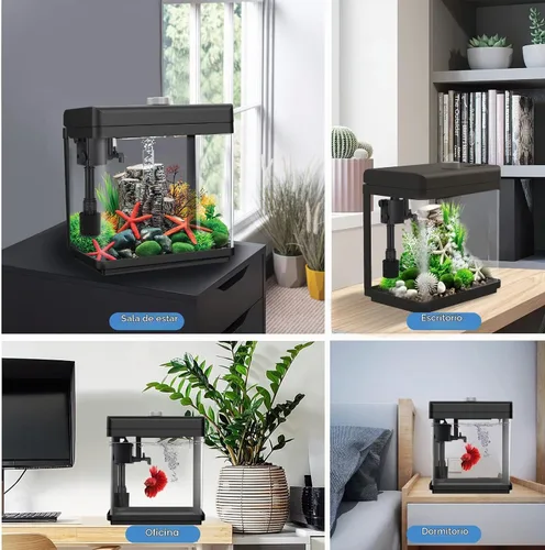 Vista 7 de AQQA Kits de acuario de 1.5 galones de escritorio para pecera pequeña