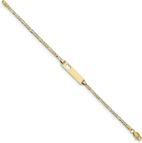 Vista 7 de Pulsera de oro amarillo de 10 quilates para niños con diseño de corazón recortado y cierre de langosta