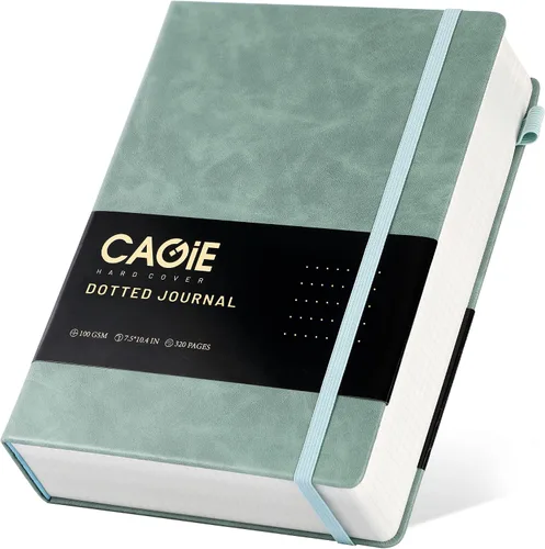 Vista 12 de CAGIE Cuaderno de cuadrícula de cuadrícula con puntos y balas, color negro A5