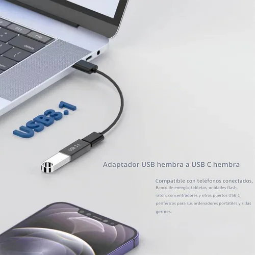Vista 5 de Adaptador USB 3.1 hembra a C hembra, color negro