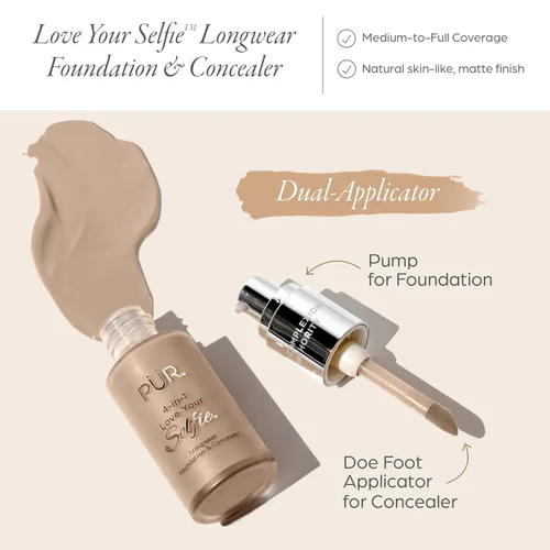 Vista 7 de PÜR MINERALS Base y corrector 4 en 1 Love Your Selfie Longwear - Componente único de doble aplicador - Cubre manchas e imperfecciones - Reduce