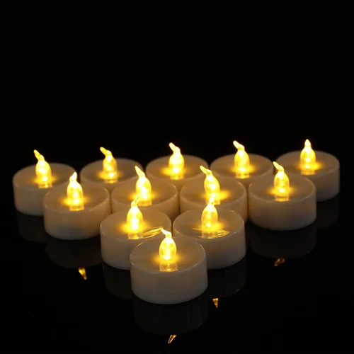 Vista 8 de Vela de té LED, vela parpadeante sin llama con control remoto, de larga duración, funciona con pilas, vela LED para celebración de temporada