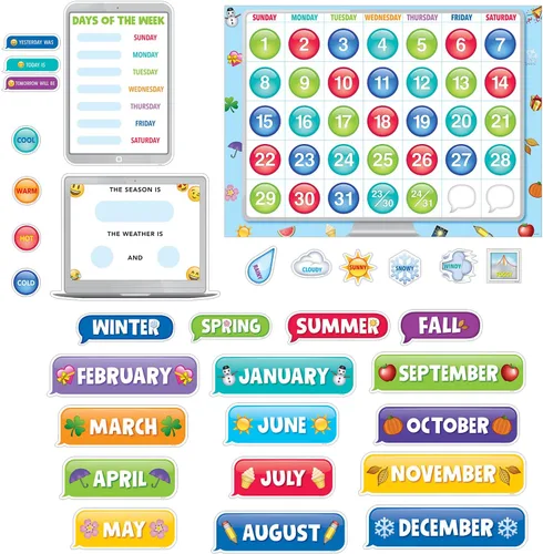 Vista 14 de Creative Teaching Press Bold & Bright - Juego de calendario, tablón de anuncios CTP y exhibición para el aula, 67 piezas