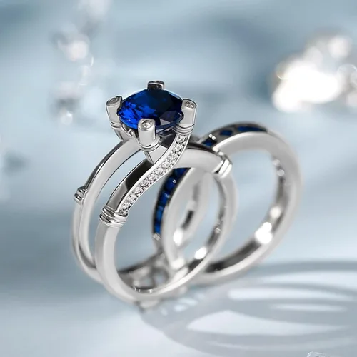 Vista 5 de Jeulia - Anillo de plata de ley con circonitas intercambiables para mujer, para boda, compromiso, aniversario