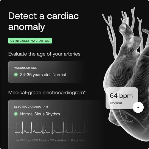 Vista 4 de WITHINGS Body Scan - Báscula WiFi Conectada para Mejorar tu Salud, Báscula Personal BIA, Análisis de Composición Corporal, Grasa Corporal, Masa