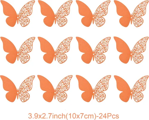 Vista 2 de 24 calcomanías de pared de mariposa 3D, decoración de pared de bricolaje, mariposas de papel extraíbles, decoración de dormitorio de niños y boda