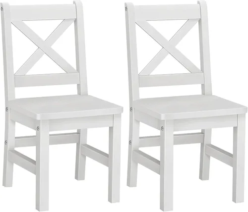 Vista 8 de eHemco - Silla de madera maciza para niños, natural, juego de 2 Parte trasera en X, madera de caucho