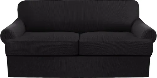 Vista 24 de Funda de sofá con cojín en T de alta calidad, juego de 4 piezas para sofás con cojines en T (se adapta a 72-90 pulgadas), protector de muebles suave