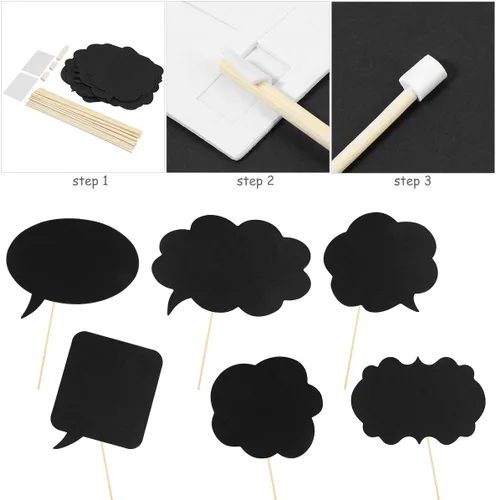 Vista 4 de LUOEM 20 letreros de pizarra de tiza para cabina de fotos, accesorios divertidos para fotos de selfies, bonitos letreros de mensaje para bodas