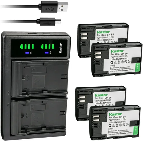 Vista 7 de Kastar LP-E6 LTD2 Cargador de batería USB de repuesto para Canon LP-E6, LP-E6N, LP-E6N Pro, batería LP-E6NH, Canon LC-E6, LC-E6E cargador, Canon EOS