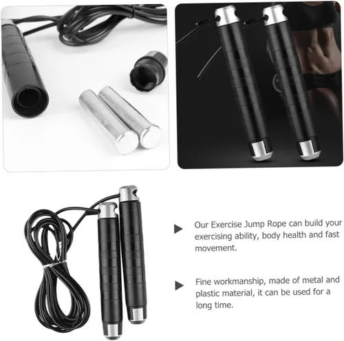 Vista 4 de GALPADA Weighted Skipping Rope with Anti-skid Handles for Exercise Physical Education Equipment for Gym Home Outdoor Fitness Metal Plastic Design